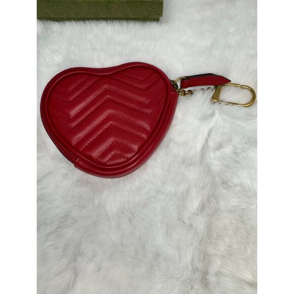 Gucci GG Marmont Heart Key Chain Wallet – Red Leather - Picture 2 of 5